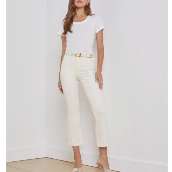 L'AGENCE Kendra Cropped Flare Jean In Vintage White, 29 - Picture 4 of 5